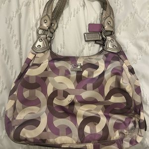 Coach Purse purple/silver/gray/white “c” pattern. Authentic, not factory